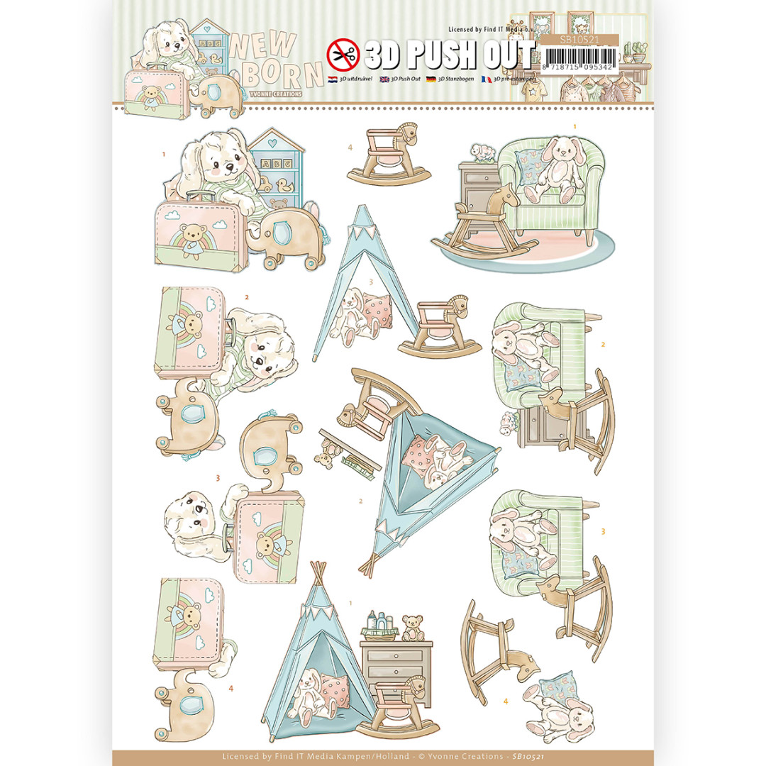 Baby Rocking Horse - Newborn 3D Push Out Sheet by Yvonne Creations Baby Rocking Horse - Newborn 3D Push Out Sheet by Yvonne Creations