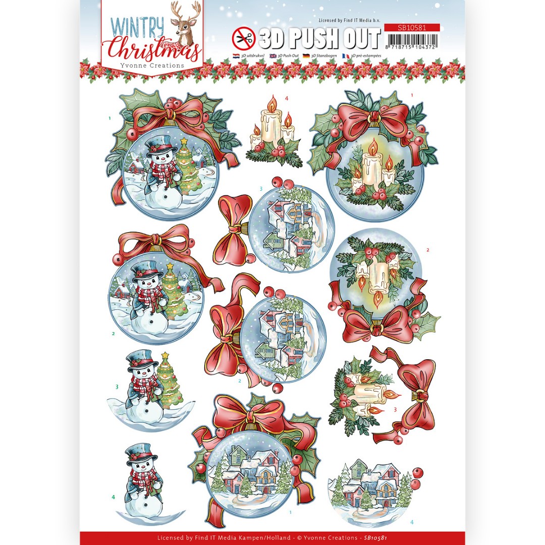 3D Push Out - Yvonne Creations - Wintry Christmas - Christmas Baubles 3D Push Out - Yvonne Creations - Wintry Christmas - Christmas Baubles
