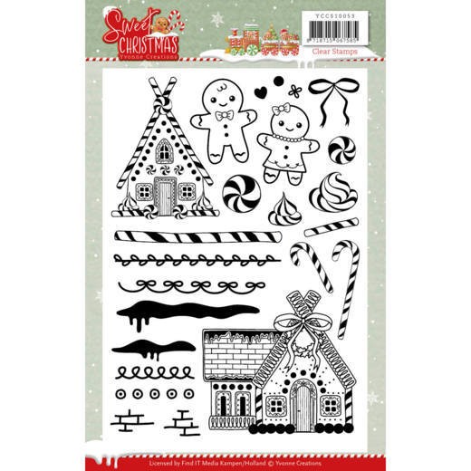 Huisjes en Snoep, Clear Stamps - Sweet Christmas van Yvonne Creations Huisjes en Snoep, Clear Stamps - Sweet Christmas van Yvonne Creations