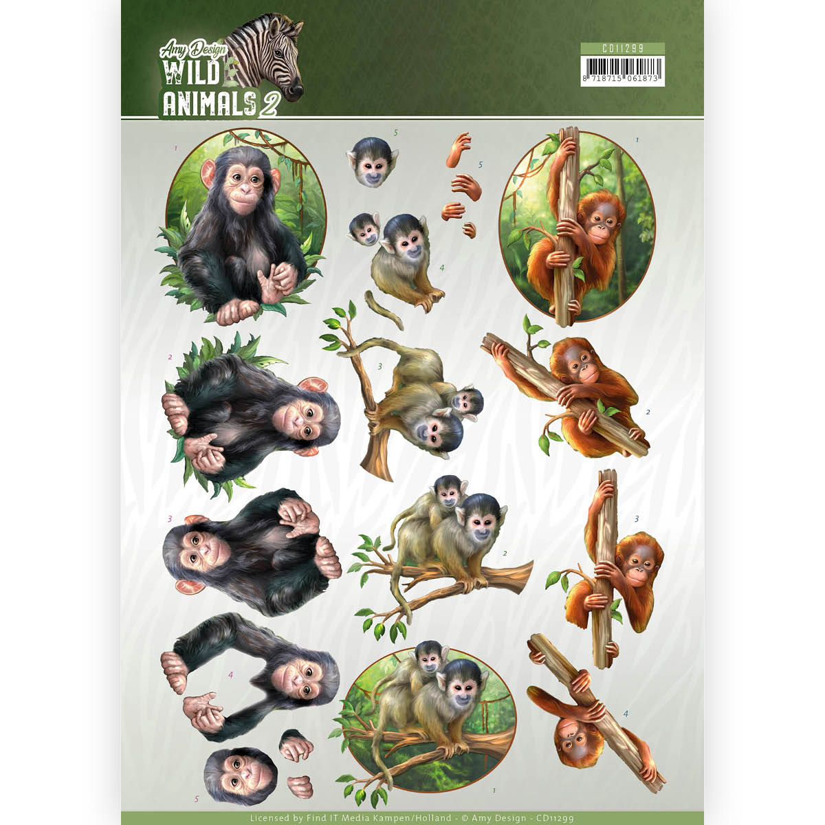 3D Knipvel - Amy Design - Wild Animals - Monkeys 3D Knipvel - Amy Design - Wild Animals - Monkeys