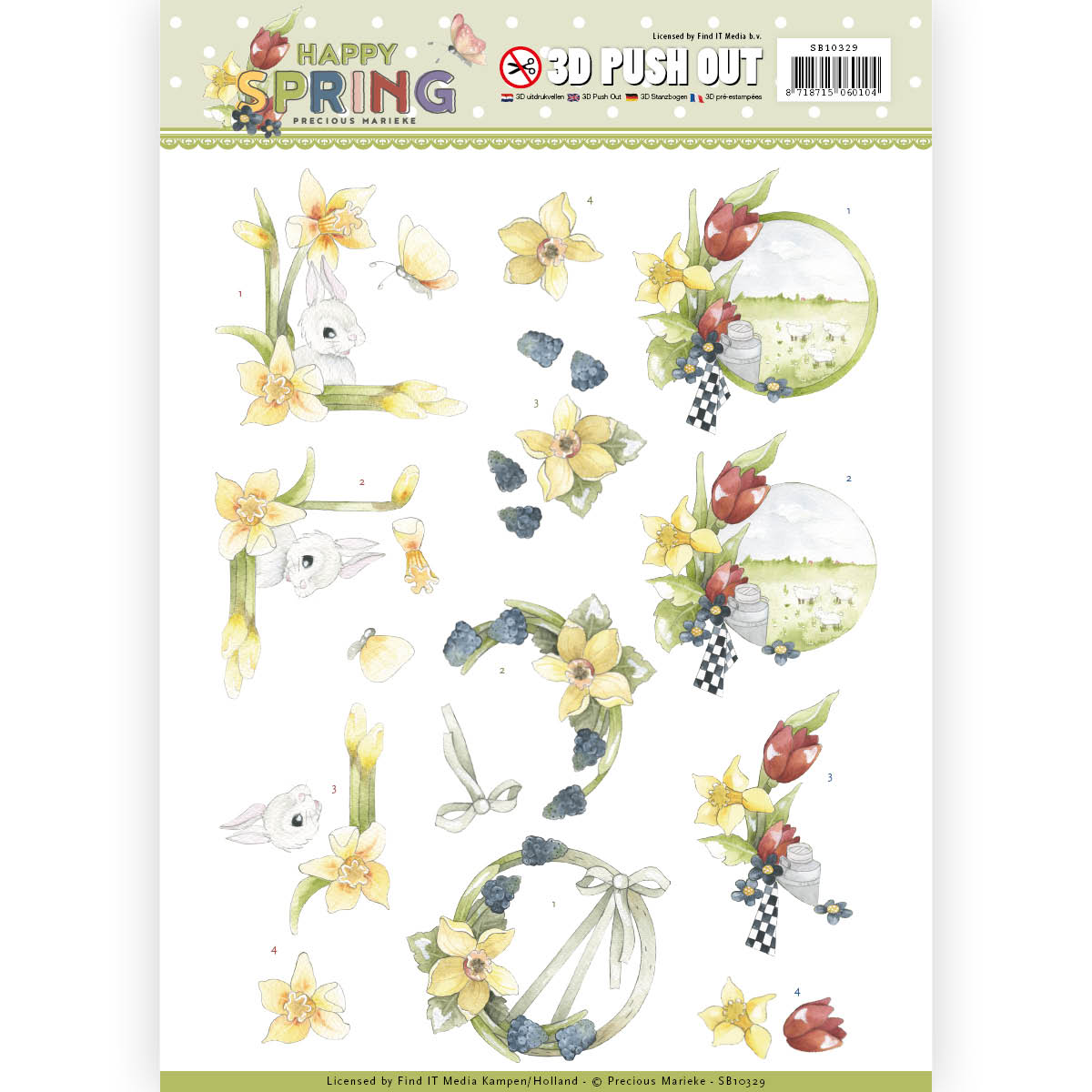 Happy Daffodils - Happy Spring 3D-PushOut Precious Marieke Happy Daffodils - Happy Spring 3D-PushOut Precious Marieke