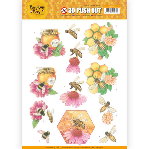 3D Pushout - Jeanines Art - Buzzing Bees - Honey Bees 3D Pushout - Jeanines Art - Buzzing Bees - Honey Bees