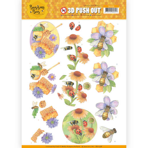 3D Pushout - Jeanines Art - Buzzing Bees - Sweet Bees 3D Pushout - Jeanines Art - Buzzing Bees - Sweet Bees