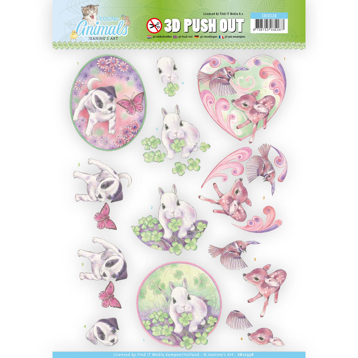 Cuties in Purple - Young Animal 3D-Push-Out Jeanine's Art Cuties in Purple - Young Animal 3D-Push-Out Jeanine's Art
