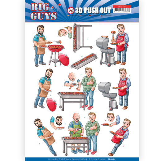 BBQ in de achtertuin - Big Guys 3D-PushOut Yvonne Creations