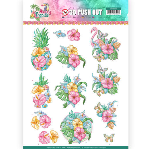 3D Pushout - Yvonne Creations - Happy Tropics -Tropical Flowers 3D Pushout - Yvonne Creations - Happy Tropics -Tropical Flowers