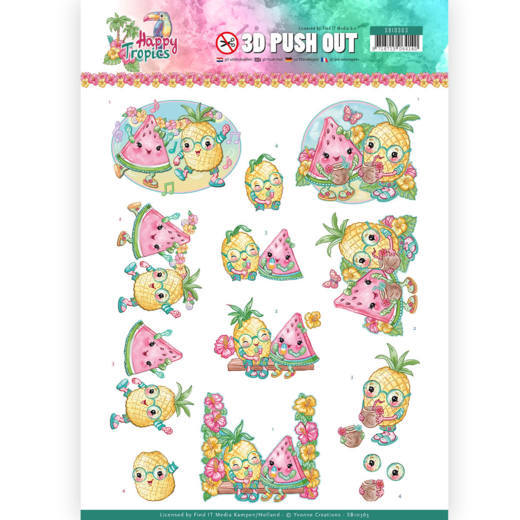 3D Pushout - Yvonne Creations - Happy Tropics -Tropical Fruits 3D Pushout - Yvonne Creations - Happy Tropics -Tropical Fruits
