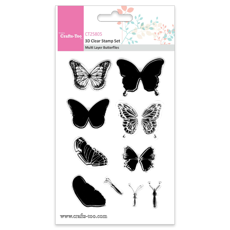Multi Layer Butterflies - Crafts Too - 3D Clear Stamp Multi Layer Butterflies - Crafts Too - 3D Clear Stamp