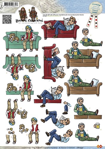 Couch - Mannen - 3D-Knipvel Yvonne Creations