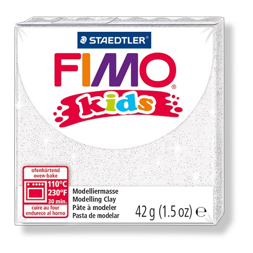 Fimo kids boetseerklei 42 g glitter wit Fimo kids boetseerklei 42 g glitter wit