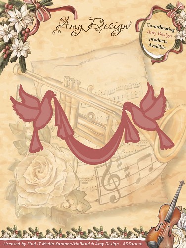 Die - Amy Design - Vintage Christmas Collection Die - Doves with Sash Die - Amy Design - Vintage Christmas Collection Die - Doves with Sash