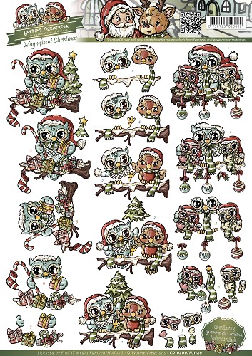Kerstuiltjes - Magnificent Christmas 3D-Knipvel Yvonne Creations