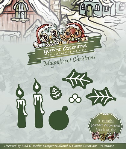 Die - Yvonne Creations - Magnificent Christmas - Candle Set Die - Yvonne Creations - Magnificent Christmas - Candle Set
