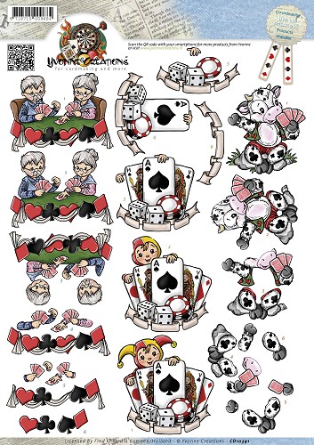 Kaartenspelen - Card Games 3D-Knipvel Yvonne Creations