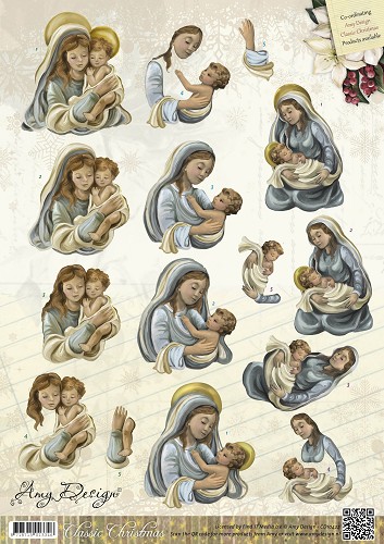 Mary and Jesus - Classic Christmas 3D-Knipvel Amy Design
