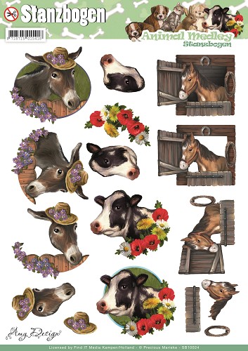 Horse and Cow - Animal Medley 3D-Push-Out Amy Design