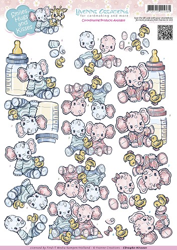 Baby birth - Smiles, Hugs and Kisses 3D-Knipvel Yvonne Creations