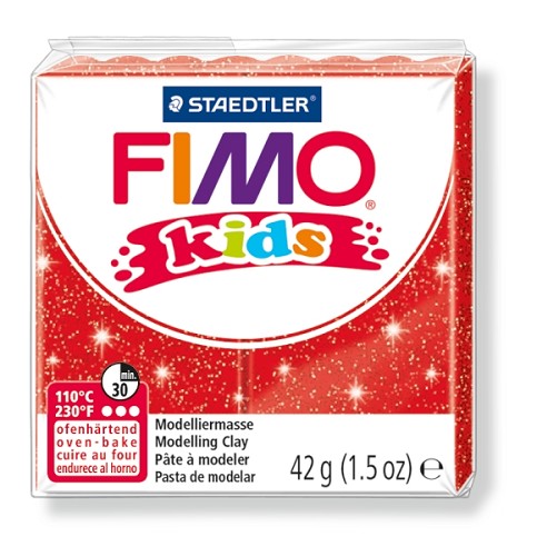 Fimo kids boetseerklei 42 g glitter rood Fimo kids boetseerklei 42 g glitter rood