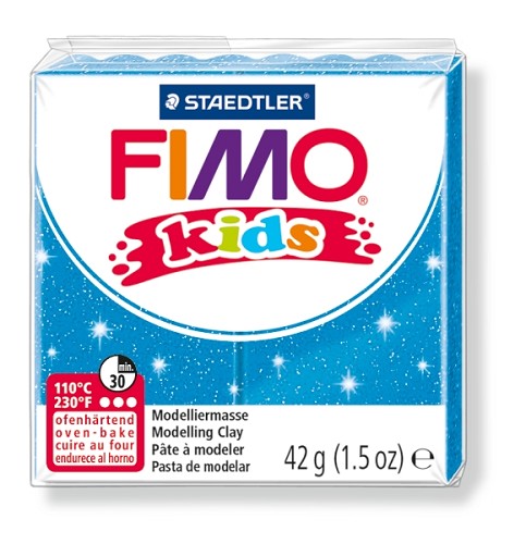 Fimo kids boetseerklei 42 g glitter blauw Fimo kids boetseerklei 42 g glitter blauw