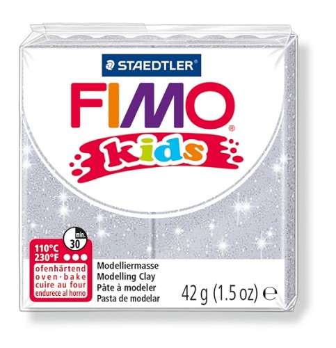 Fimo kids boetseerklei 42 g glitter zilver Fimo kids boetseerklei 42 g glitter zilver