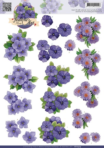 Paarse Bloemen 3D-Knipvel Jeanine's Art