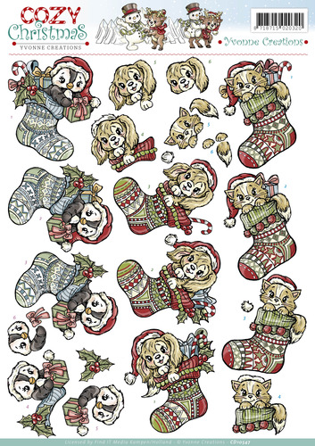Xmas Stocking - Cozy Christmas 3D-Knipvel Yvonne Creations