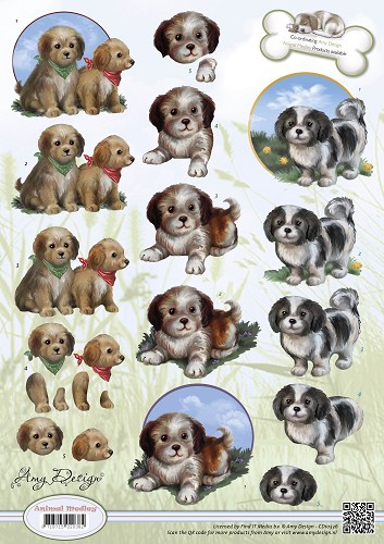 Puppies - Animal Medley 3D-Knipvel Amy Design