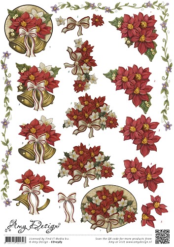 Poinsettia 3D-Knipvel Amy Design