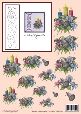 Kaarsen Kerstklok Stitching Sheets by Ann's Paper Art Kaarsen Kerstklok Stitching Sheets by Ann's Paper Art