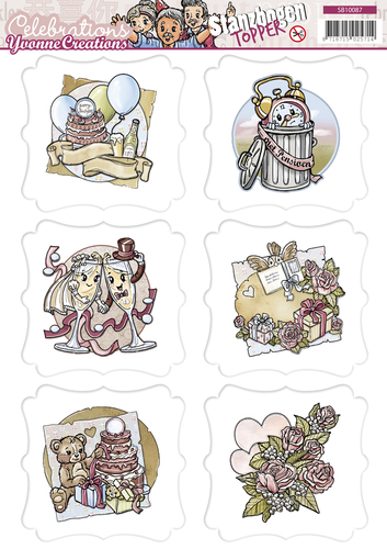 Nr. 1 Topper Celebrations 3D-Uitdrukvel Push-Out Yvonne Creations 