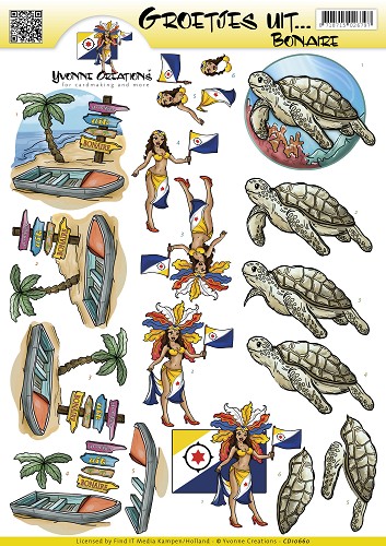 Groetjes uit... Bonaire 3D-Knipvel Yvonne Creations