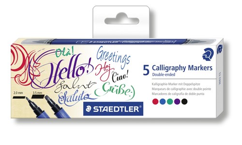 Calligraphy marker set 5 kleuren Calligraphy marker set 5 kleuren