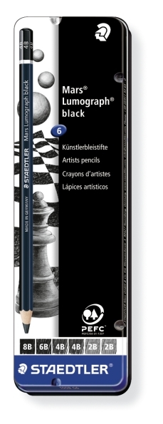 Mars Lumograph black potlood - set 6 st Mars Lumograph black potlood - set 6 st