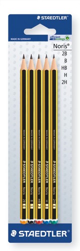 Noris potlood - blister 1x 2B, B, HB, H, 2H Noris potlood - blister 1x 2B, B, HB, H, 2H