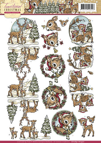 Hertjes - Traditional Christmas 3D-Knipvel Yvonne Creations