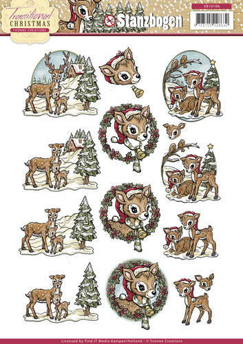 Nr. 2 Traditional Christmas 3D-Uitdrukvel Push-Out Yvonne Creations Nr. 2 Traditional Christmas 3D-Uitdrukvel Push-Out Yvonne Creations