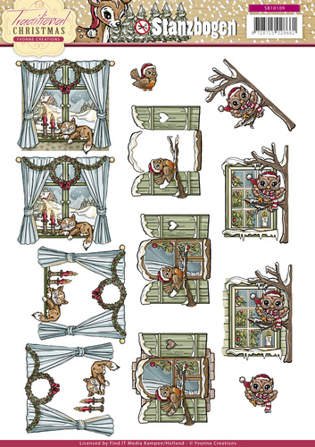 Nr. 5 Traditional Christmas 3D-Uitdrukvel Push-Out Yvonne Creations