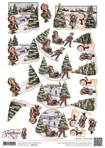 Kerstlandschap - Christmas Greetings 3D-Knipvel Amy Design