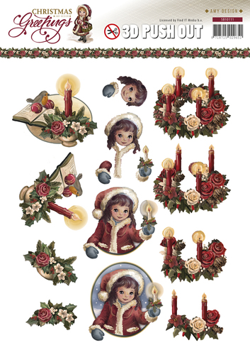 Kerstkaarsen - Christmas Greetings 3D-Push-Out Amy Design