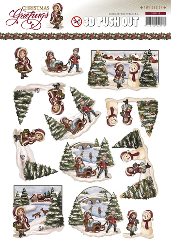 Kerstlandschap - Christmas Greetings 3D-Push-Out Amy Design