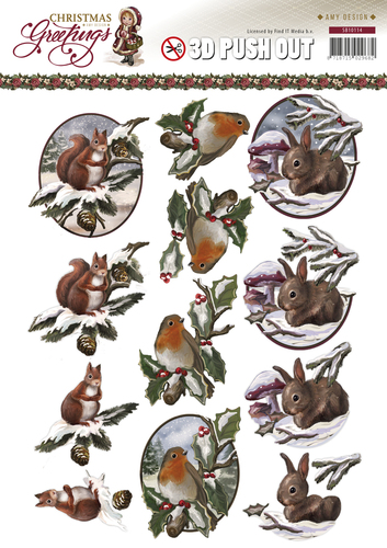 Kerstdiertjes - Christmas Greetings 3D-Push-Out Amy Design