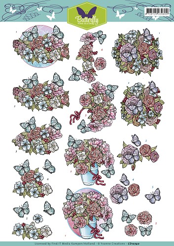 Flowers Butterfly 3D-Knipvel Yvonne Creations