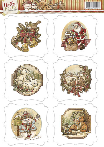 Topper Holly Jolly 3D-Uitdrukvel Push-Out Yvonne Creations Topper Holly Jolly 3D-Uitdrukvel Push-Out Yvonne Creations