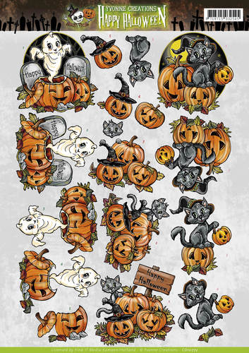 3D Knipvel - Yvonne Creations - Happy Halloween - Happy Pumpkin