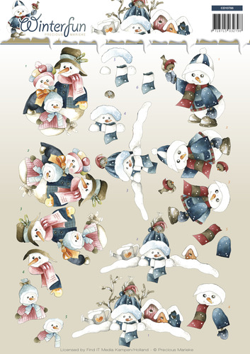 Snowmen Winter Wonderland 3D-Knipvel Precious Marieke Snowmen Winter Wonderland 3D-Knipvel Precious Marieke