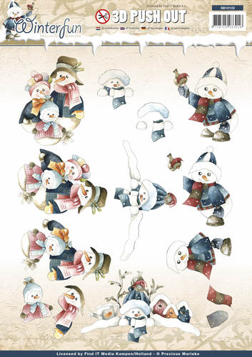 Snowmen Winterfun 3D-Uitdrukvel Push-Out Precious Marieke Snowmen Winterfun 3D-Uitdrukvel Push-Out Precious Marieke