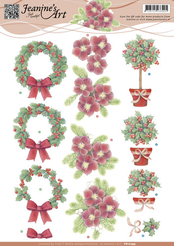 Rode Kerstbloemen 3D-Knipvel Jeanine's Art Rode Kerstbloemen 3D-Knipvel Jeanine's Art
