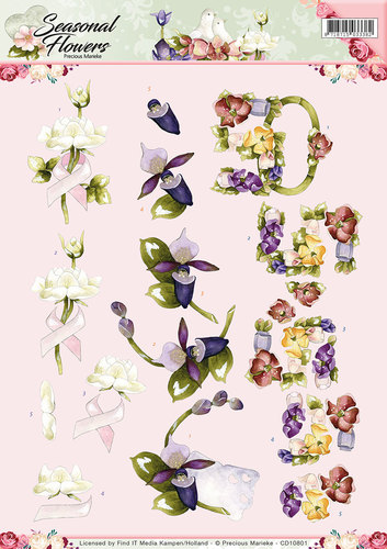 Felicitatie Seasonal Flowers 3D-Knipvel Precious Marieke Felicitatie Seasonal Flowers 3D-Knipvel Precious Marieke
