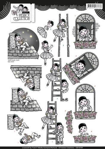 Pretty Pierrot Ladder Roof 3D-Knipvel Yvonne Creations
