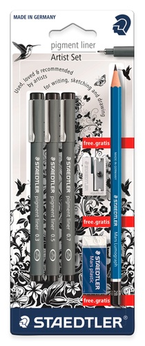 pigment fineliner - blister 3 st + promo